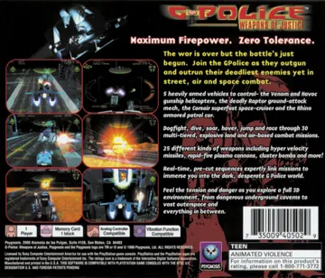 G-Police - Weapons of Justice (US) box cover back